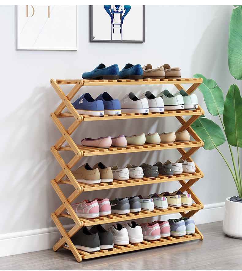 Customized Screen Printing Wooden Slippers Shoes Rack New Design Bamboo Tower Shoe Organizer Entryway Shoes Storage Rack