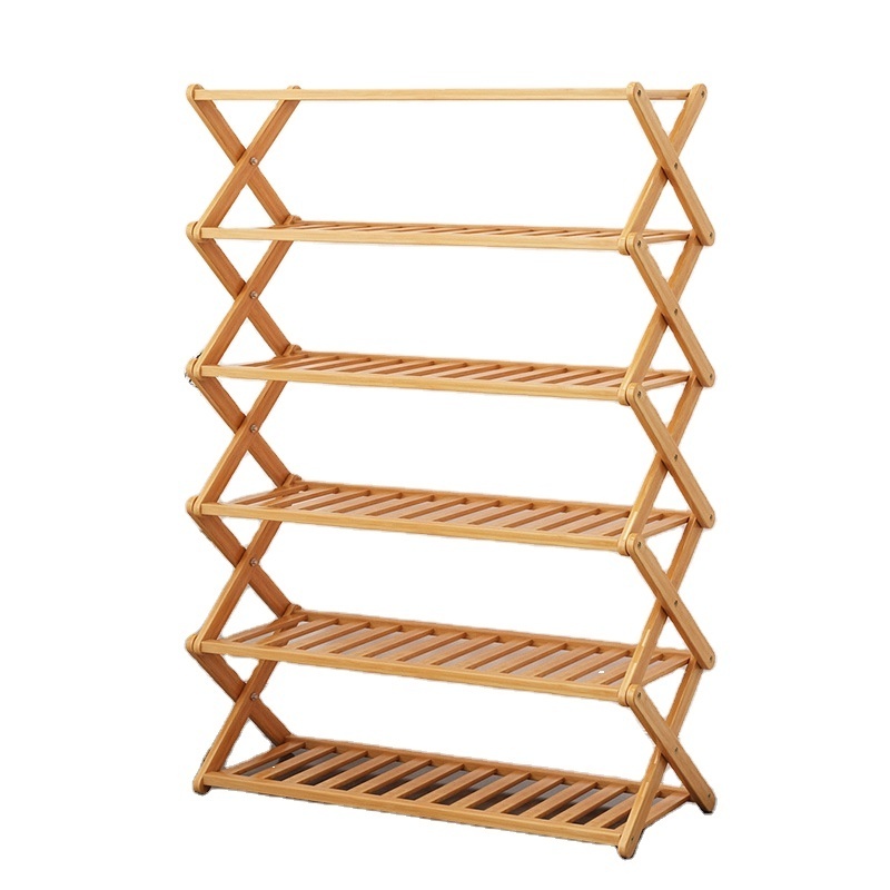 Space Saving Living Room 3-5 Tier Foldable Shoes Rack Bamboo Wooden Shoe Rack Shelf