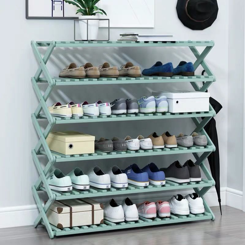 Space Saving Living Room 3-5 Tier Foldable Shoes Rack Bamboo Wooden Shoe Rack Shelf