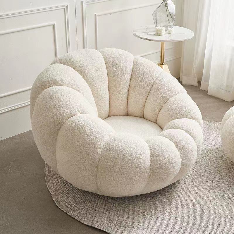 Velvet Fabric Lounge Leisure Chair Relax Modern White Accent Chair Living Room Chair