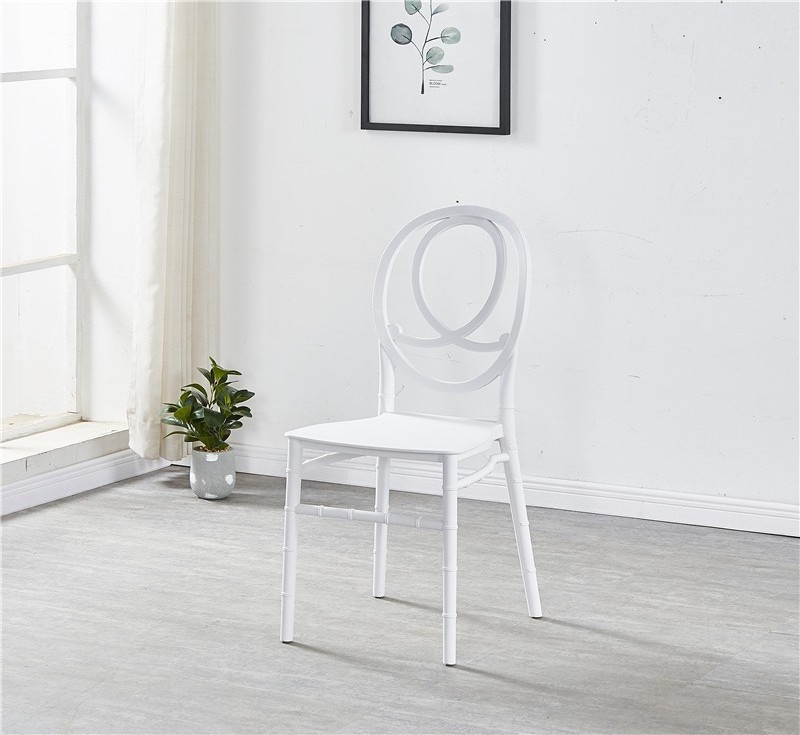 Wholesale modern stackable white bamboo plastic PP home dining chair Crown chair Restaurant hotel party wedding chair