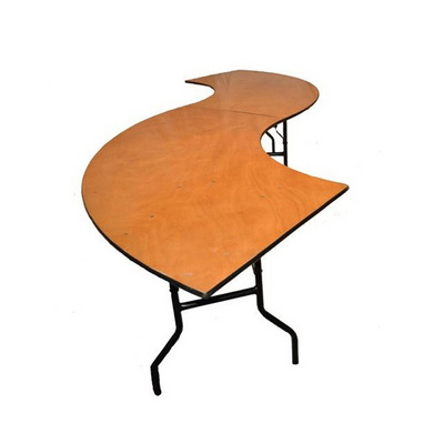 Modern Wooden Folding Half Moon S Shape Serpentine Mesa Boda Tipo Serpentina Table For Wedding Event