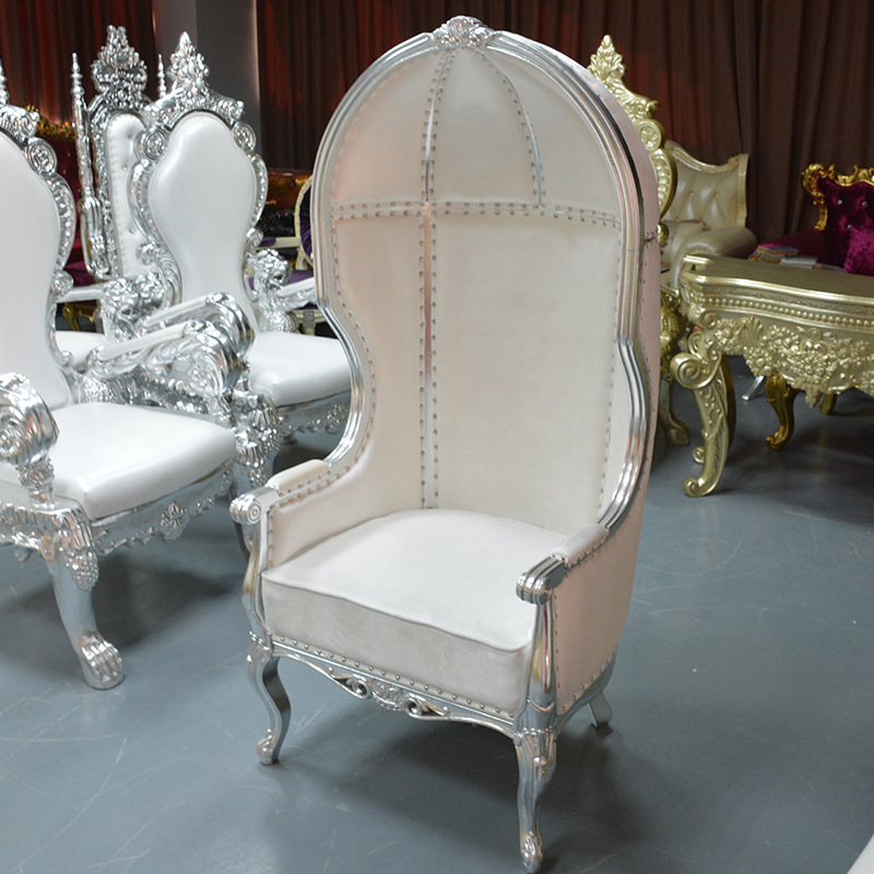 Wholesale High Back Royal Elegant Wedding Birdcage Wooden Frame Golden Stainless Steel Chair For Bride And Groom