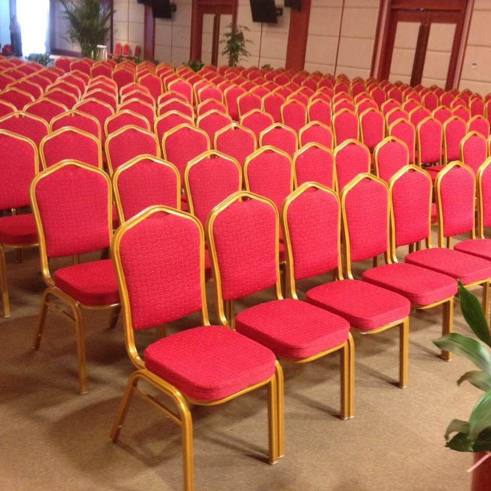 Wholesale Cheap Fancy Luxury Stackable Rental Gold Metal Iron Steel wedding Banquet hotel Chairs