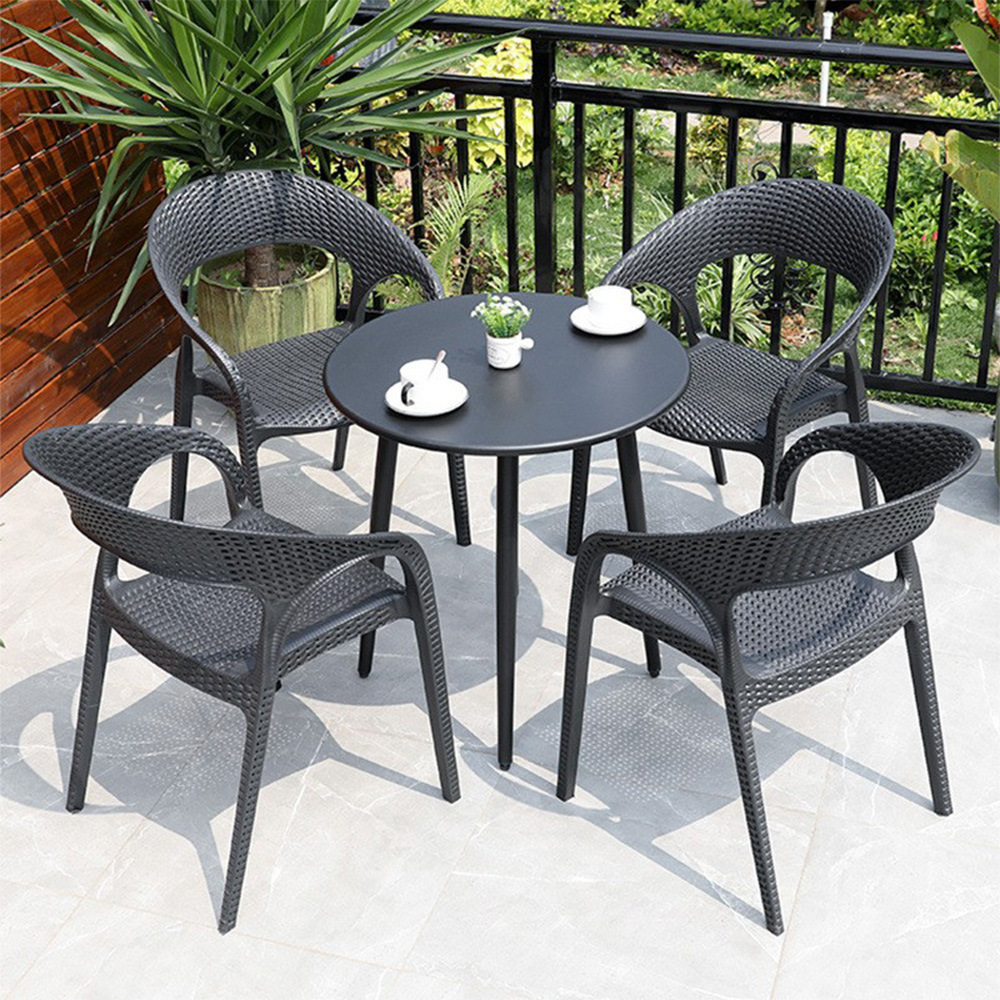 Factory Wholesale Outdoor Dining Lounge Chair Stacking PP Plastic Stackable PVC Rattan Garden Chairs