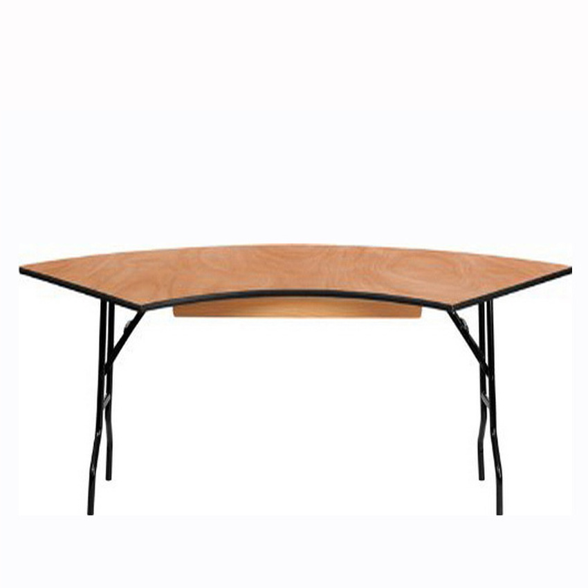 Modern Wooden Folding Half Moon S Shape Serpentine Mesa Boda Tipo Serpentina Table For Wedding Event