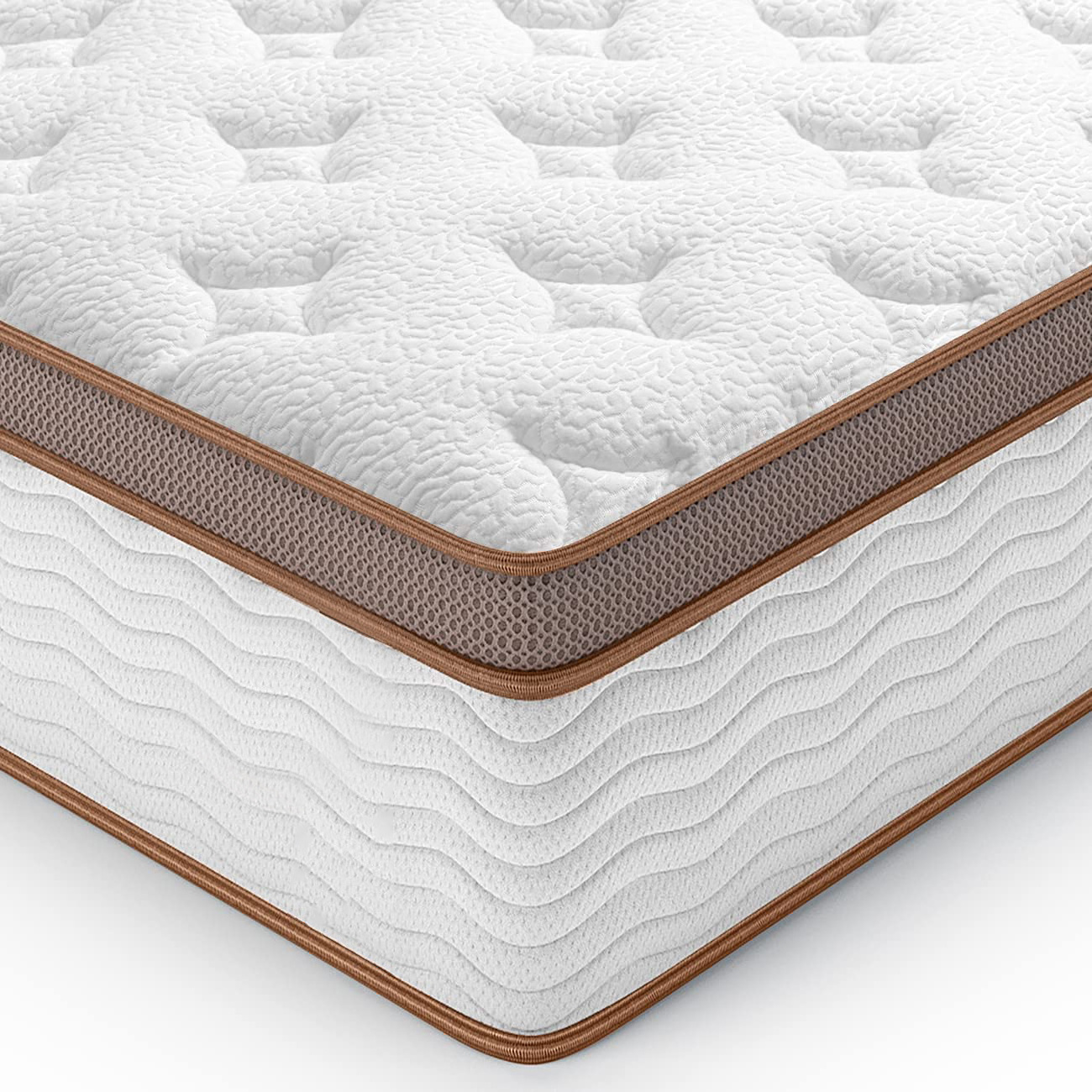 Beige Mattress Twin Full Queen King Size With High Quality Knitted Fabric Gel Memory Foam Hybrid Mattress Roll Up In A Box