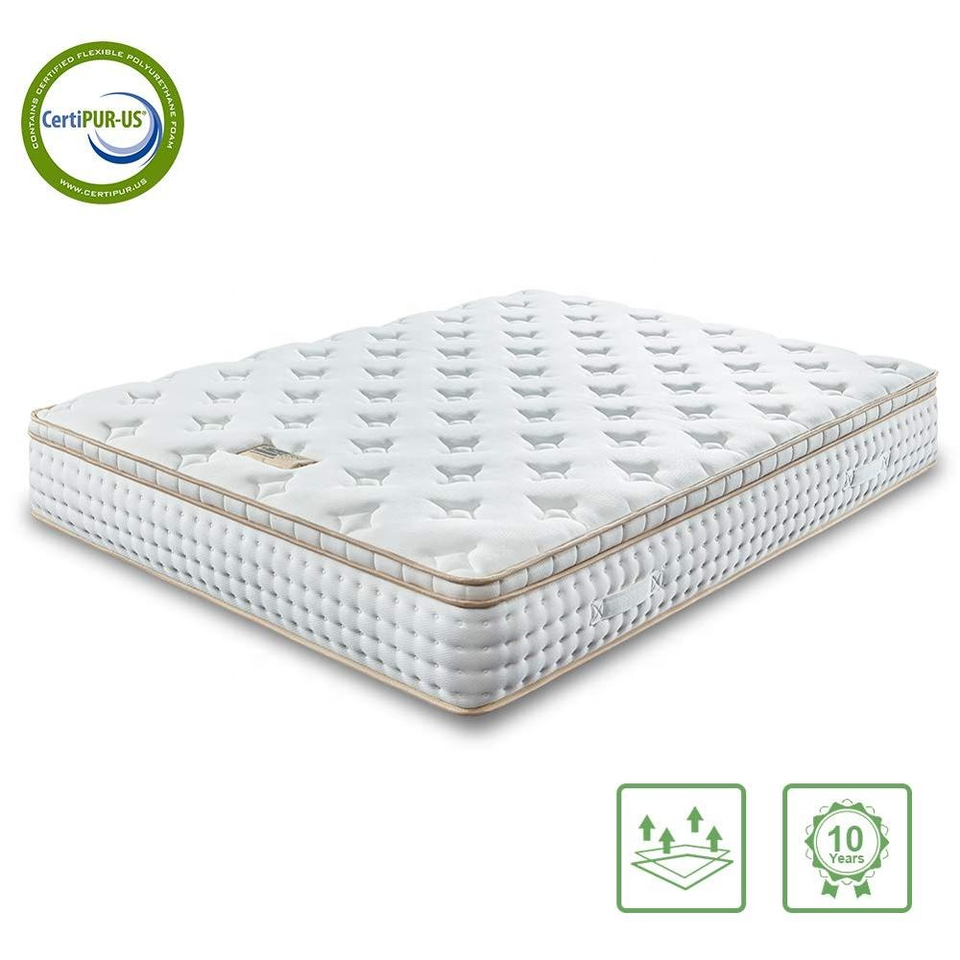 Euro Top Mattress, Fireproof UK Bed, Queen/King Size, Fabric Latex Memory Foam, Hotel Roll Up Bonnell Spring, In A Box