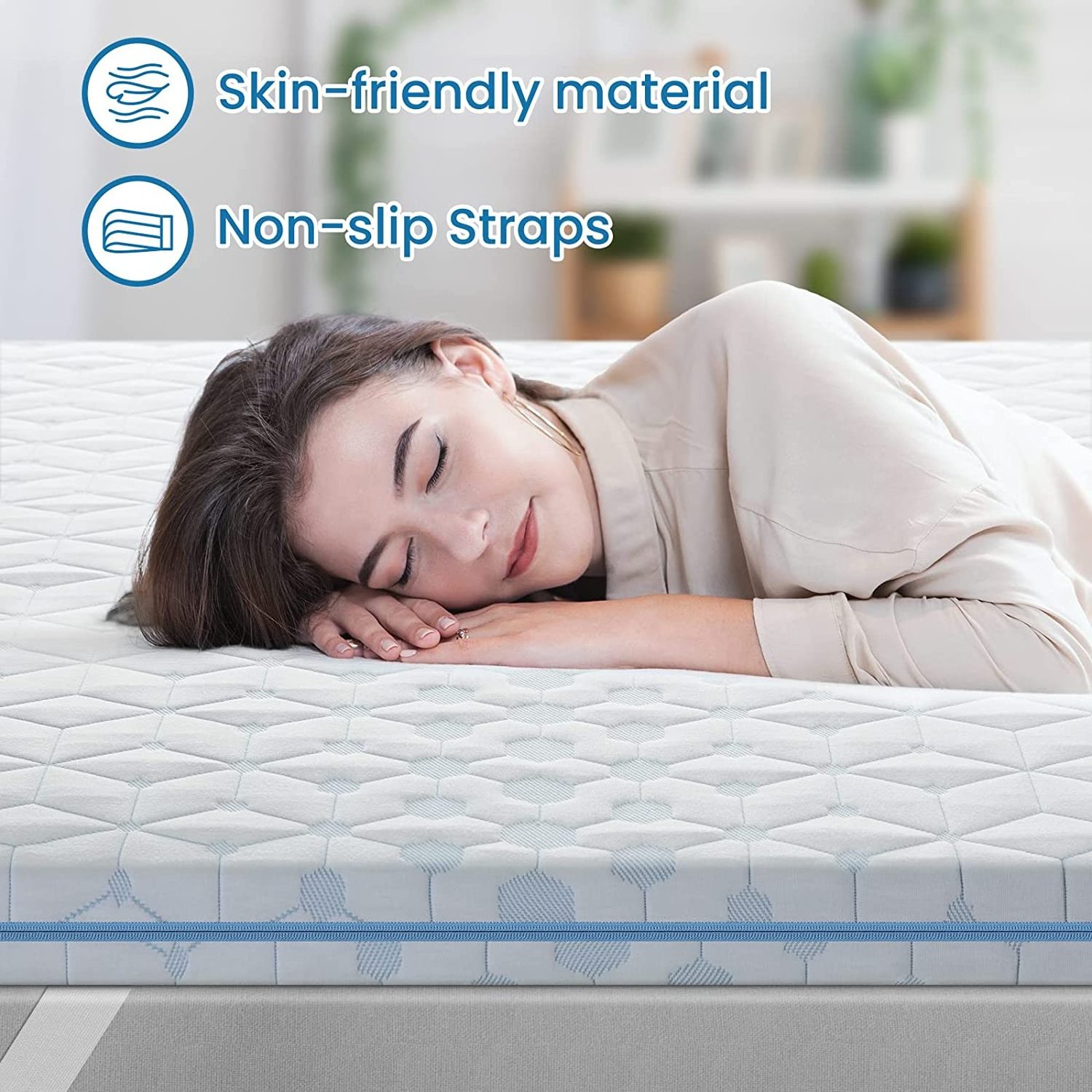 Mattress Topper Queen 4 Inch, Memory Foam Mattress Topper Gel Infused Foam Mattress Pad, Ventilated Design Bed Topper