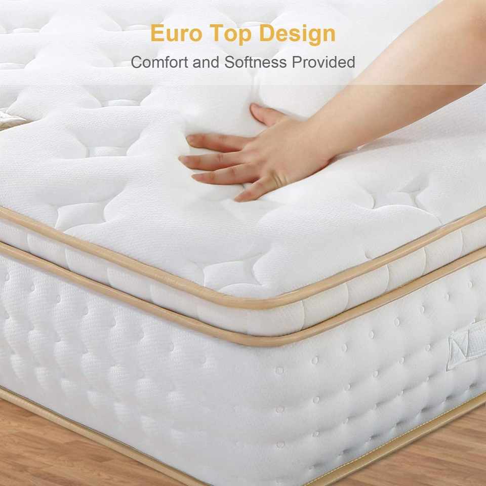 Euro Top Mattress, Fireproof UK Bed, Queen/King Size, Fabric Latex Memory Foam, Hotel Roll Up Bonnell Spring, In A Box