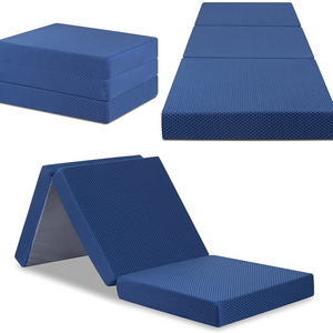 Portable Foam Mattress Japanese Type 3 Folding tri fold Mattress Outdoor Waterproof and removable cover PU foam