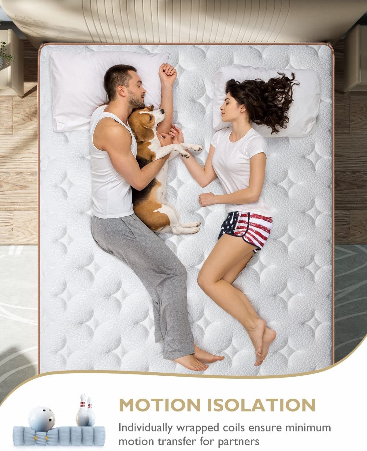 Beige Mattress Twin Full Queen King Size With High Quality Knitted Fabric Gel Memory Foam Hybrid Mattress Roll Up In A Box