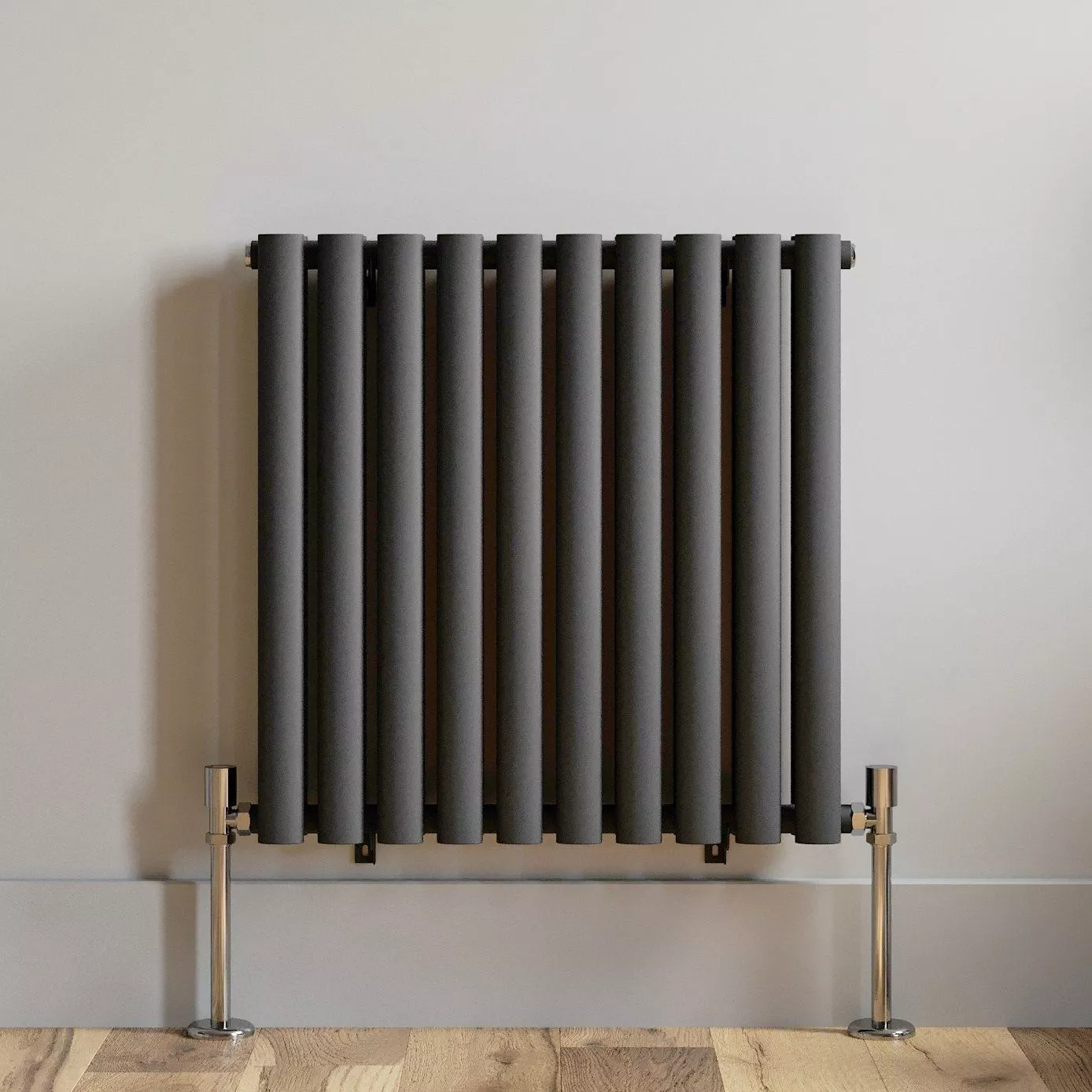 Anthracite Horizontal 600*590MM Oval Column Central Heating Radiator Modern Decorative Design Hot Water Heating Radiator