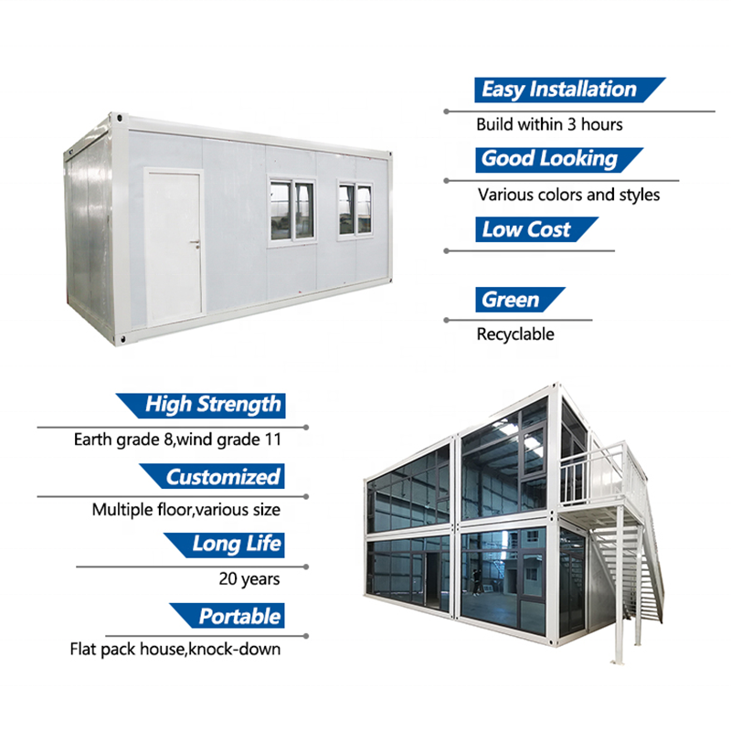 Fast assembly China Prefab Flat Pack Container Prefab House  Home Office Hotel Prefabricated FlatPack Container House Home