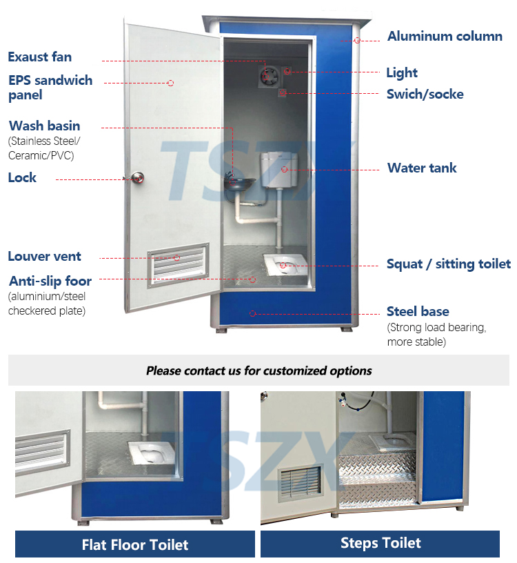 Modern Prefab Customized Portable Mobile Toilet Bathroom Outdoor Used Portable Toilets for Sale Prefab Shop 3 Years ISO9000 CE