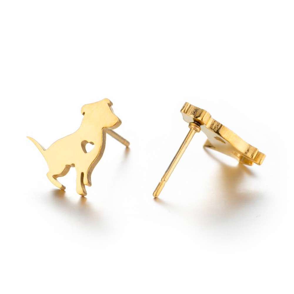 Low Price Cute Dog Pet Series Stainless Steel Piercing Earrings For Women