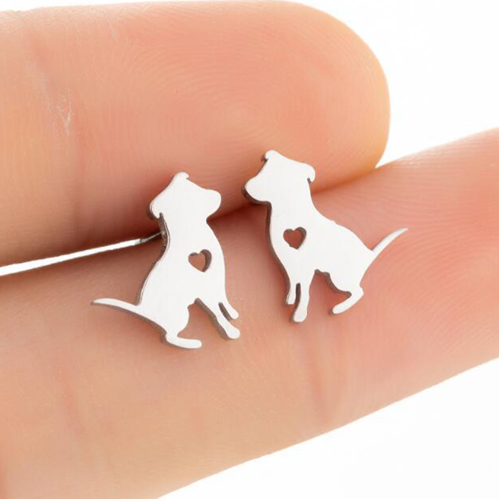 Low Price Cute Dog Pet Series Stainless Steel Piercing Earrings For Women