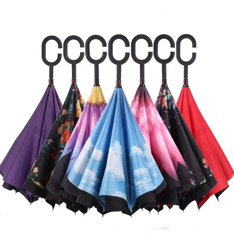 ChenHua double layers pongee fabric reverse umbrella