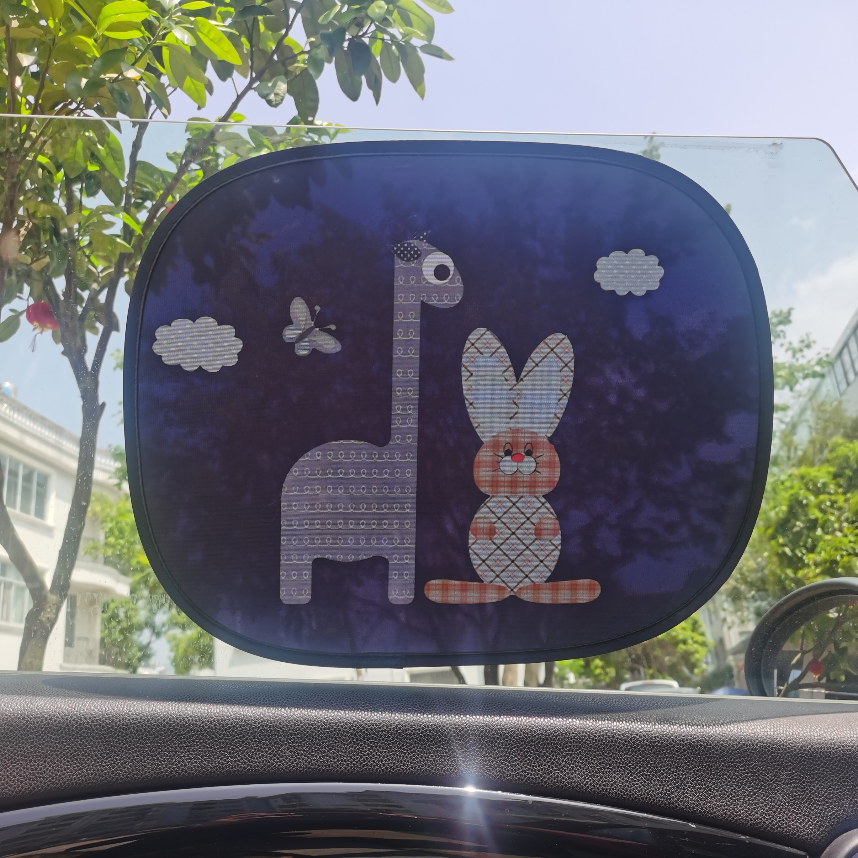 Cute Carton side sunshade for baby  children's  favorite  cartoon nylon mesh car   static cling car sunshade