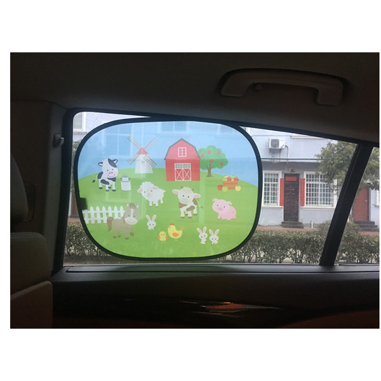 hot sale new nylon mesh cartoon static cling car sunshade for kids CUTE Side cartoon car sunshade for kids baby children