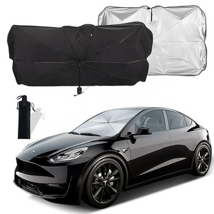 reflective block uv rays heat front window car windshield umbrella sun shade sunshade for tesla model 3 model y