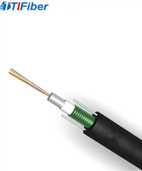 Two parallel steel wires 48 core outdoor fiber optic cable GYXTW