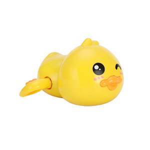 Hot Sales Hand Clockwork Swimming Yellow Duck Floating ABS Silicone Children Shower Bath Toys for Babies Kids