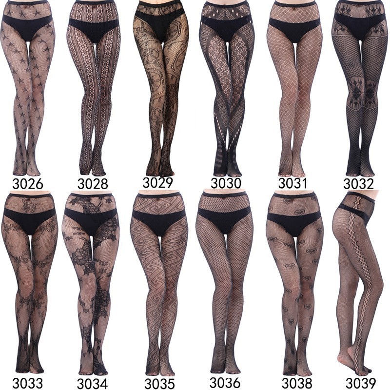 Private Label Mature Women Sexy Lingerie Stocking Floral Star Fishnet Thigh High Tights Suspender Pantyhose Tights Stockings