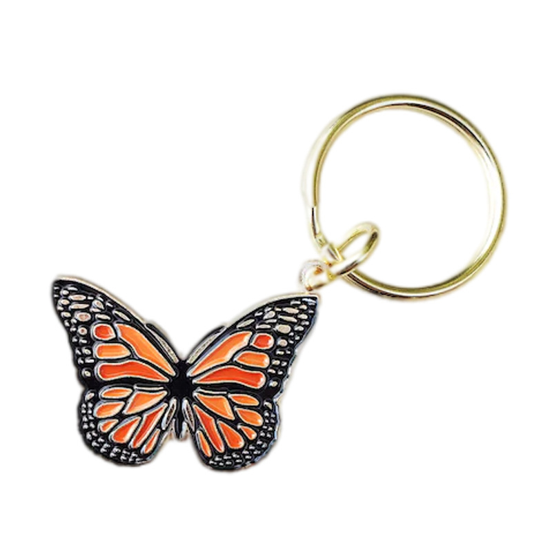 High End Custom Collector Metal Insects Monarch Butterfly Enamel Keyring Keychain For Collector