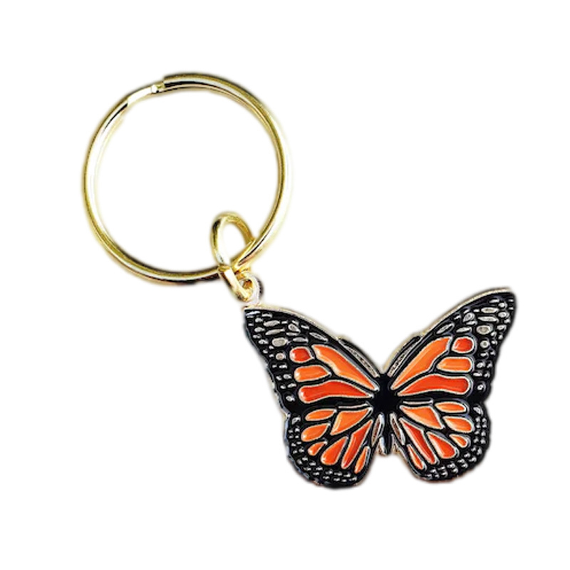 High End Custom Collector Metal Insects Monarch Butterfly Enamel Keyring Keychain For Collector