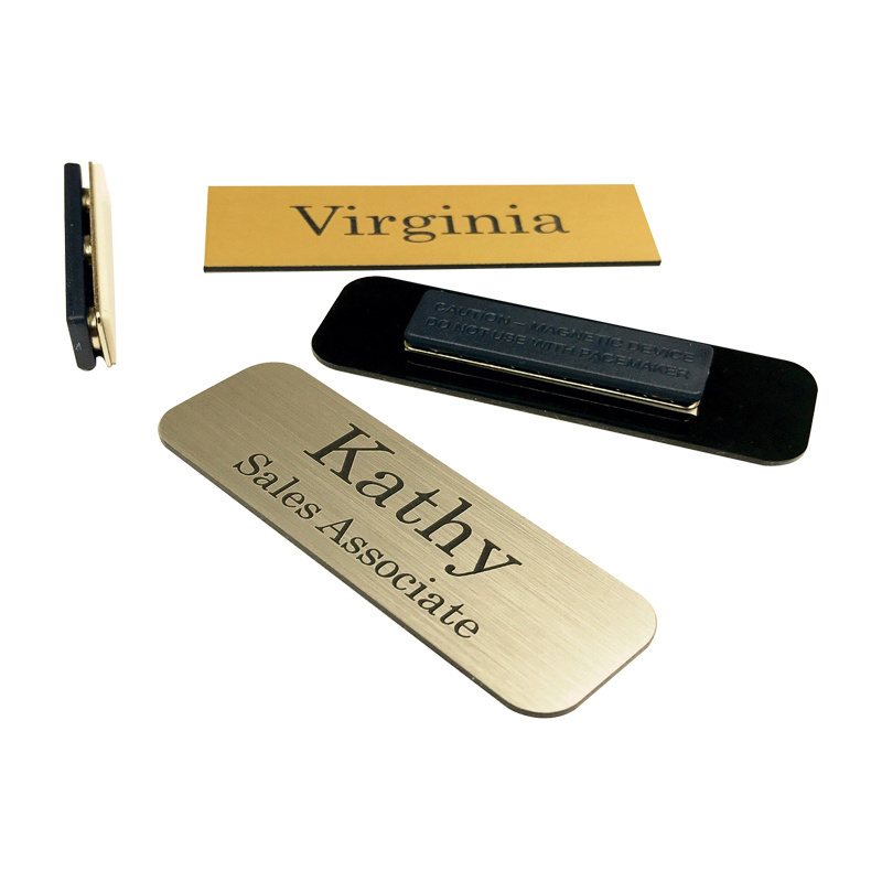 Magnet Attachment Customized Identification Engraved Employee Personalized Name Tag Badge Pin