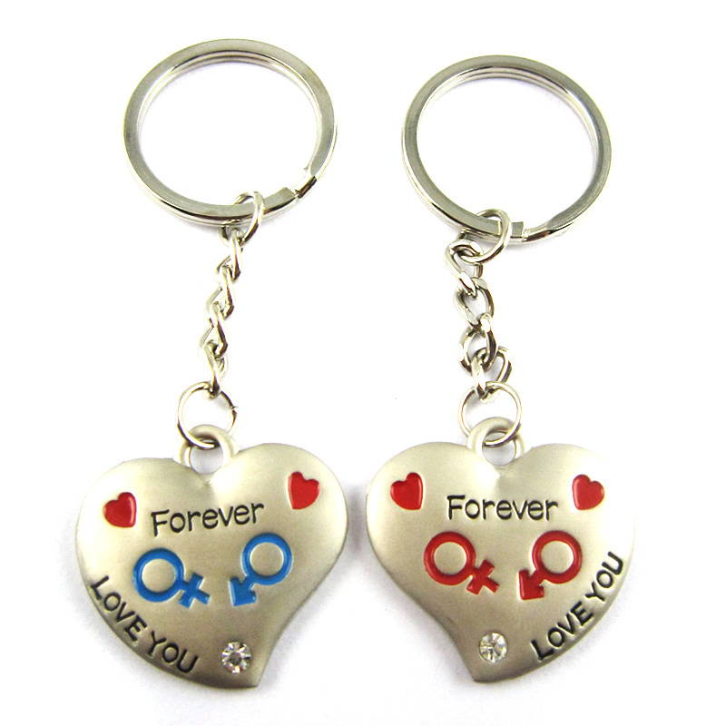 Wholesale Lock Rhinestone Rhinestone I Love You Keychains Sublimation Custom Heart Shaped Souvenir Metal Keychain Couple