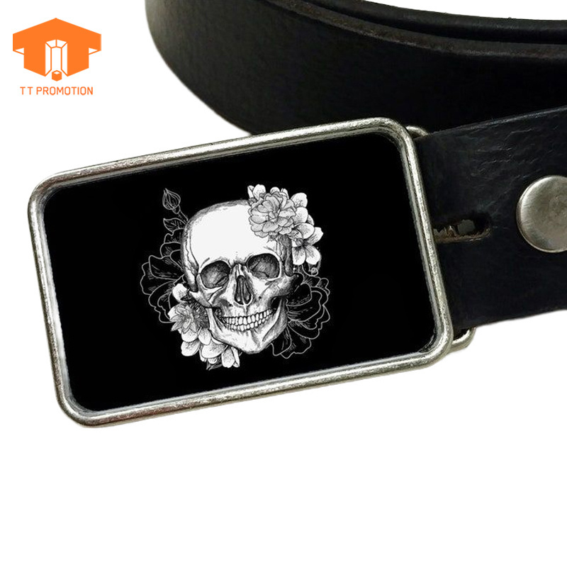 Wholesale Enamel Inlay Fits Belts Buckle Skull Swords Men'S Belt Buckle