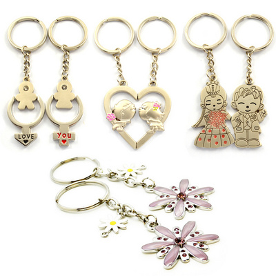 Wholesale Lock Rhinestone Rhinestone I Love You Keychains Sublimation Custom Heart Shaped Souvenir Metal Keychain Couple