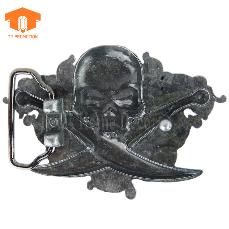 Wholesale Enamel Inlay Fits Belts Buckle Skull Swords Men'S Belt Buckle