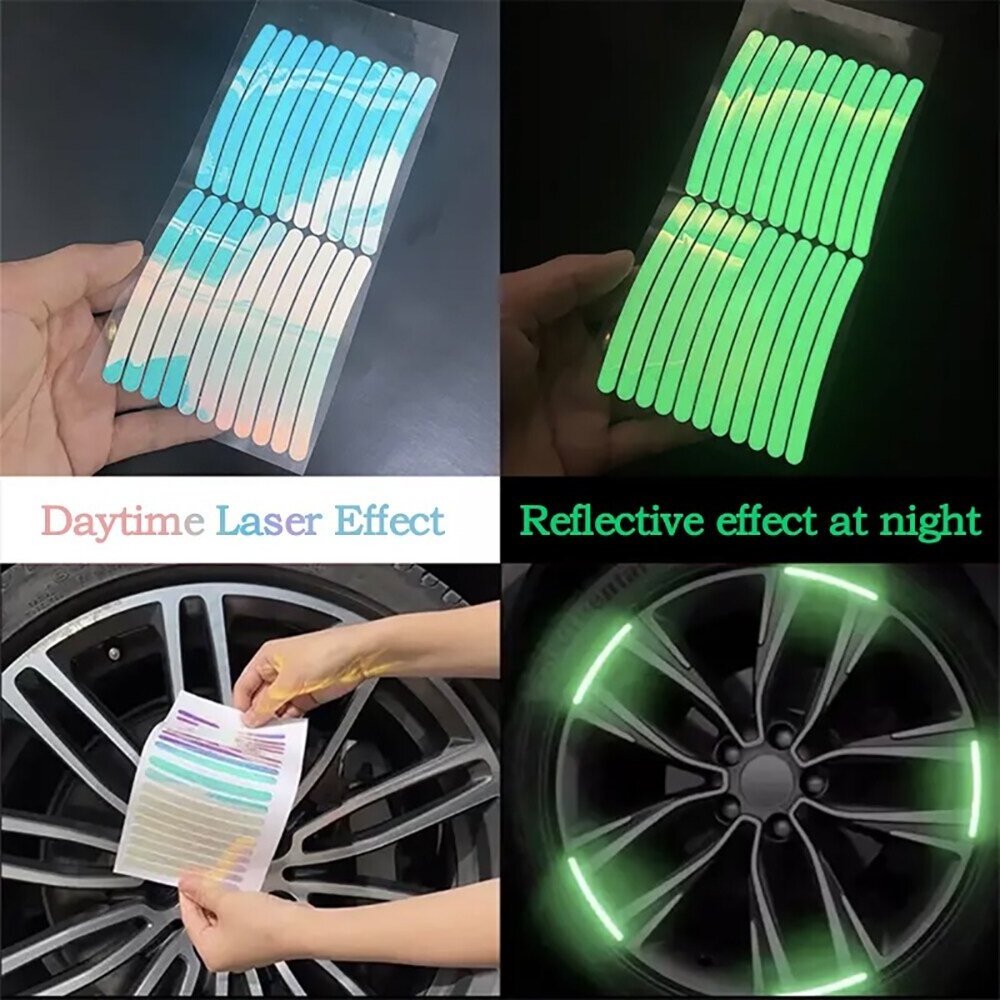 Motorcycle Auto Highly Reflective Wheel Decal Car Tire Rim Sticker Bicycle Safety Wheel Hub Exterior Decoration For Honda Yamaha