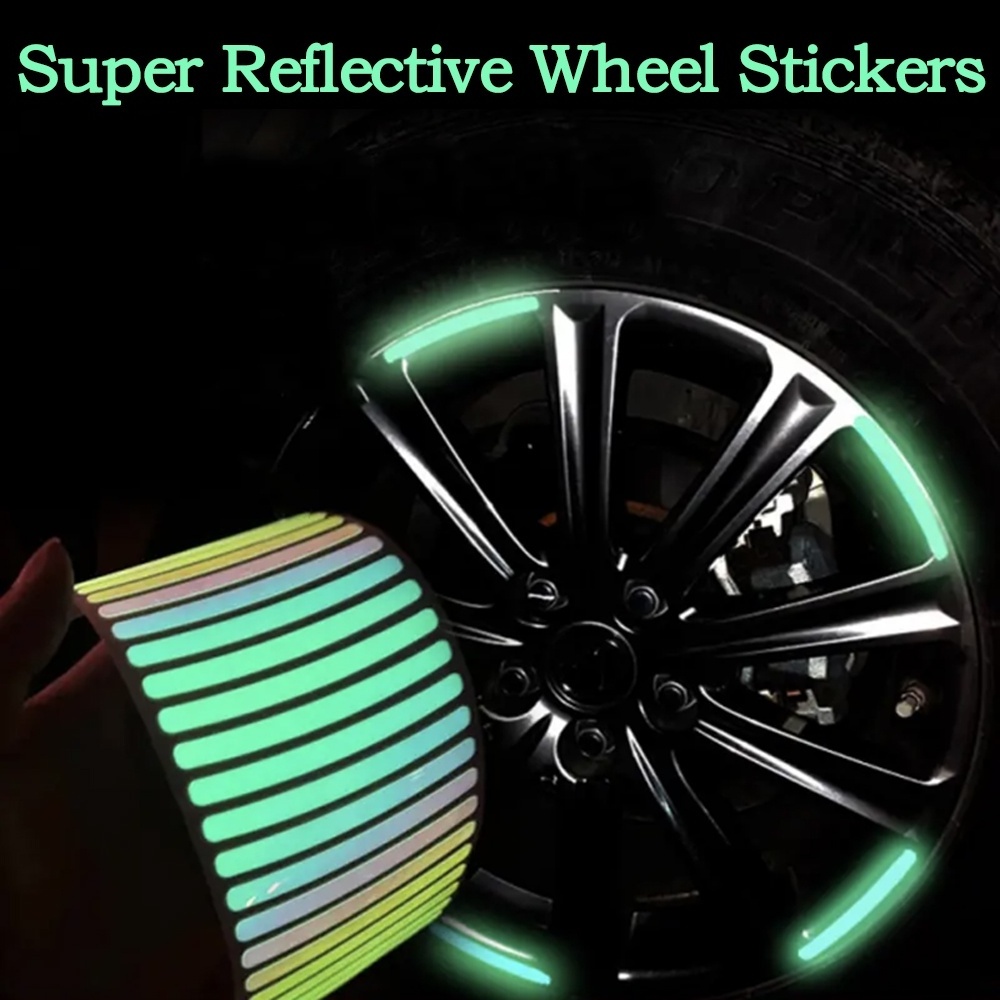 Motorcycle Auto Highly Reflective Wheel Decal Car Tire Rim Sticker Bicycle Safety Wheel Hub Exterior Decoration For Honda Yamaha