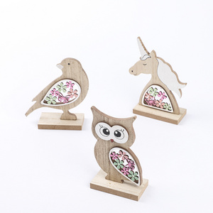 New Style Wooden Decor Wood Crafts Daily Party Decor Decoration Natural Desktop Owl Ornaments