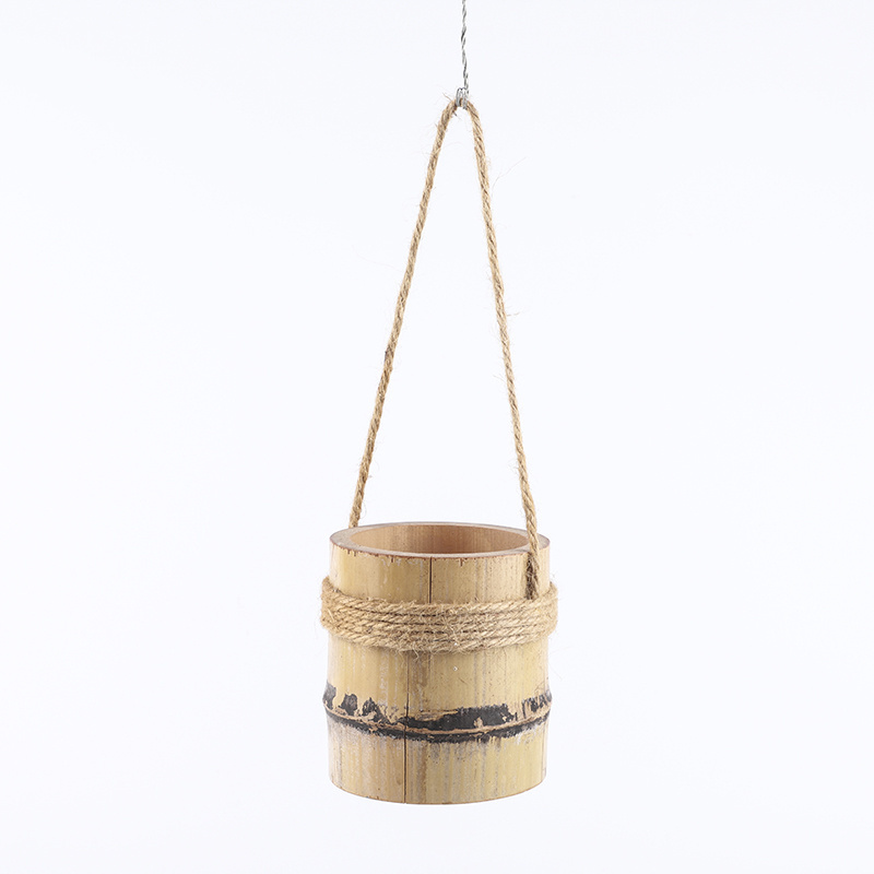 New Wooden Handicraft Ornaments Solid Bucket Pendant Decorative Wood Storage Home Decorations