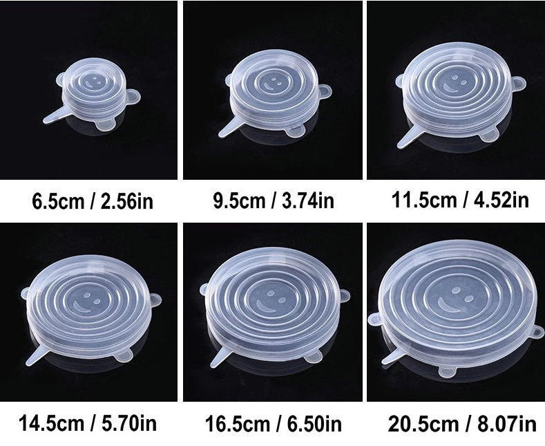 High quality 6 different sizes of silicone stretch lids Universal  BPA Free Reusable Bowl Covers food silicone cover