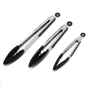 Kitchen Cooking Tongs Factory Wholesale Stainless Steel Silicone Food Tong 7/9/12/14/16 Inches Custom Logo Kitchenware Utensils