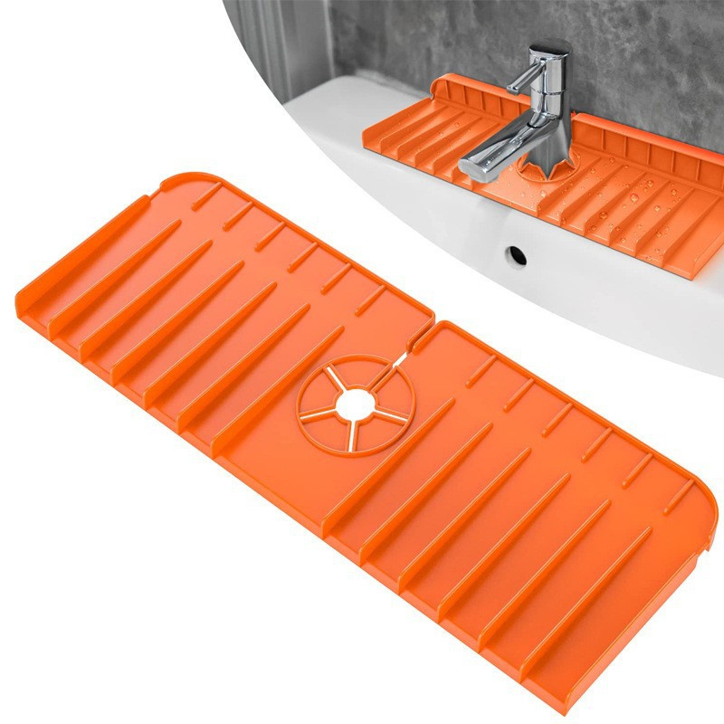 Silicone Sink Draining Pad Behind Faucet Upgrade Silicone Sink Faucet Splash Guard Kitchen Faucet Water Catcher Mat Tray