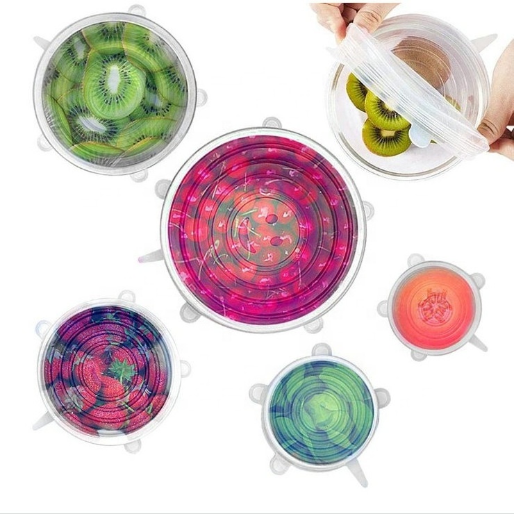 High quality 6 different sizes of silicone stretch lids Universal  BPA Free Reusable Bowl Covers food silicone cover