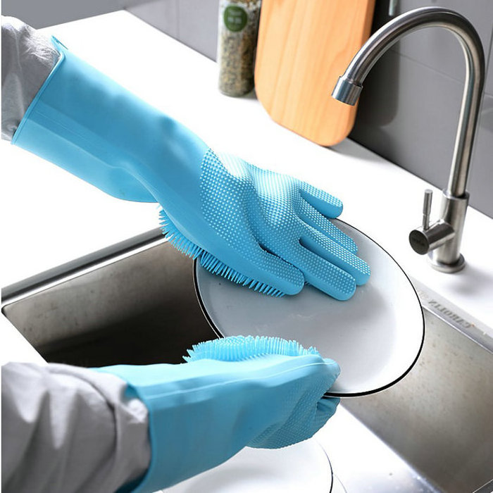 Hot sale Dish washing160g Cleaning silicone gloves Magic Silicone Rubber Sponge glove for washing pets Household