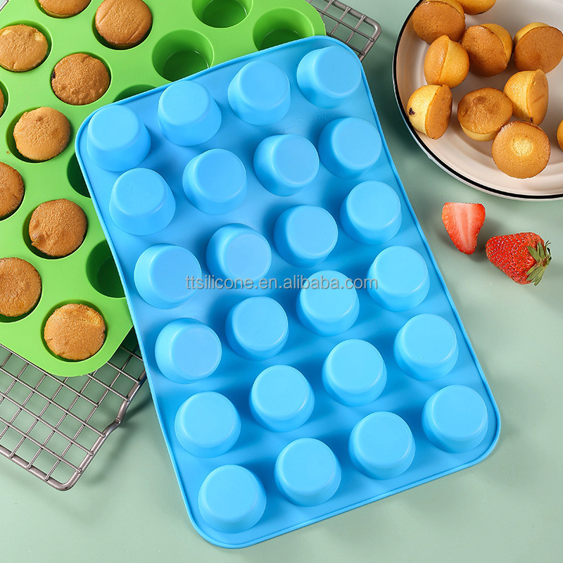 Silicone Moulds Baking Tools 24-link round muffin cups kitchen high temperature resistant baking pan cake moulds