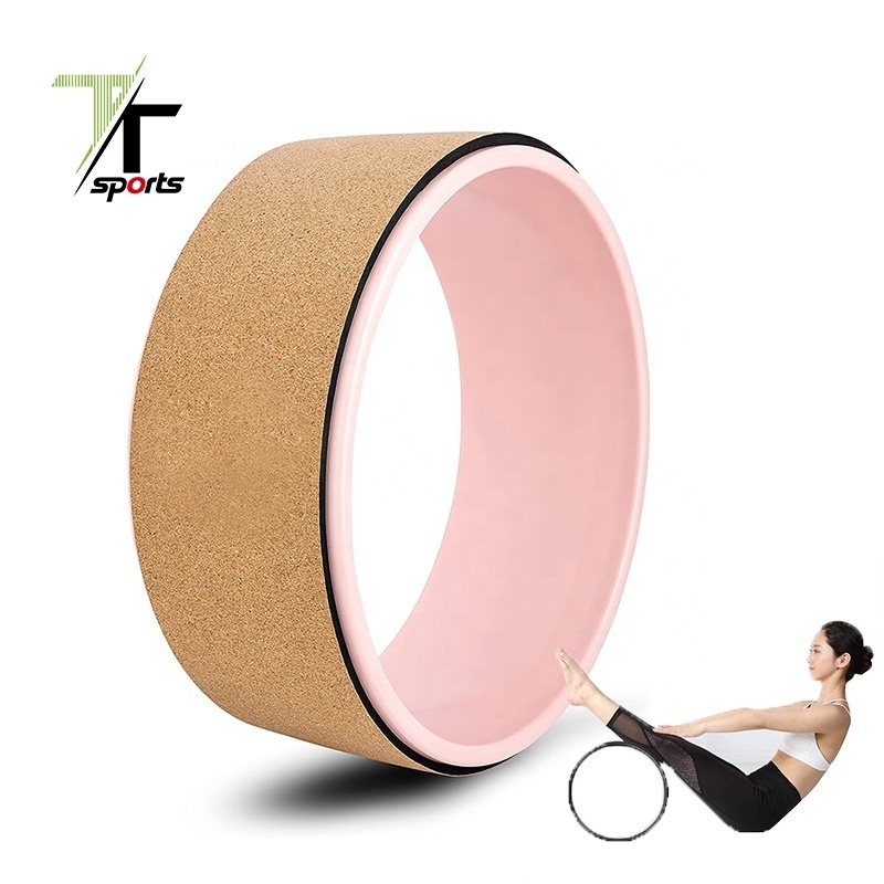 TTSPORTS Hot Sales Cork Yoga Pilates Wheel Roller Set Back Roller For Back Pain Muscle Relaxation