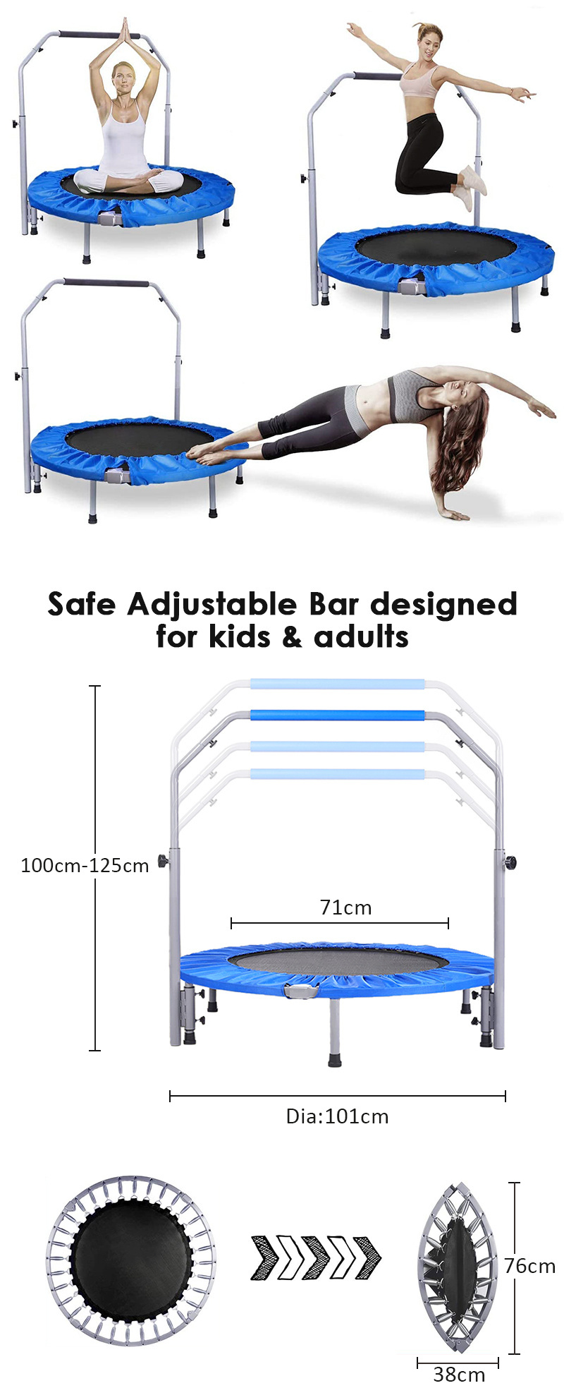 Wholesale High Quality Durable Home Gym Mini Equipment 40 Inch Indoor Foldable Jump Trampoline