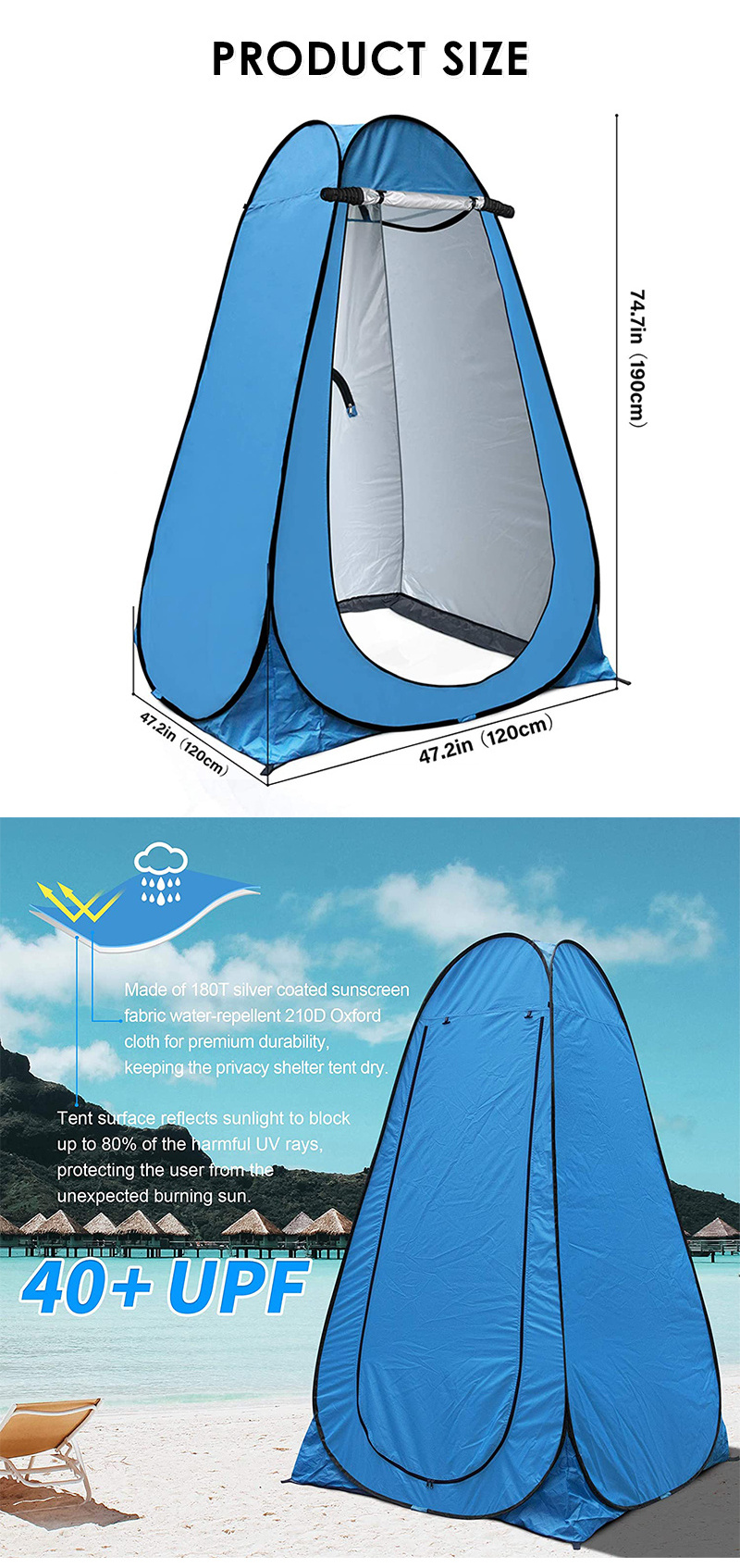 Pop Up Privacy Tent Portable Outdoor Shower Tent Camp Toilet Changing Room Pod, Rain Shelter Inflatable Shower Tent