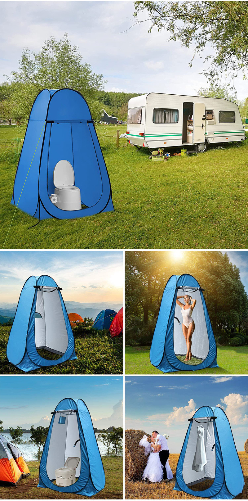 Pop Up Privacy Tent Portable Outdoor Shower Tent Camp Toilet Changing Room Pod, Rain Shelter Inflatable Shower Tent