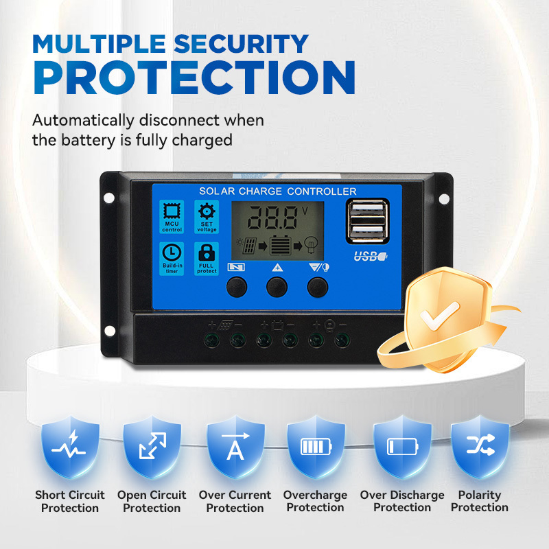 10A 12V/24V PWM Solar charge controller with lcd screen solar power system 12V solar kit